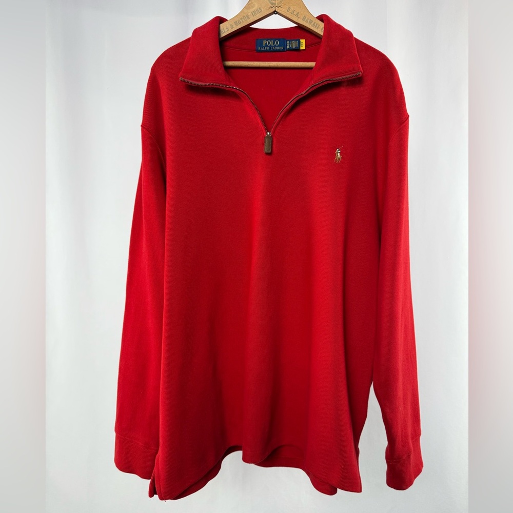 Polo Ralph Lauren 1/4 Zip Pullover‎ in Red Size Extra Large
